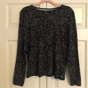 Hang Ten UPF 50+ Long Sleeve Rash Guard Swim Surf Top Black Floral, Women Large